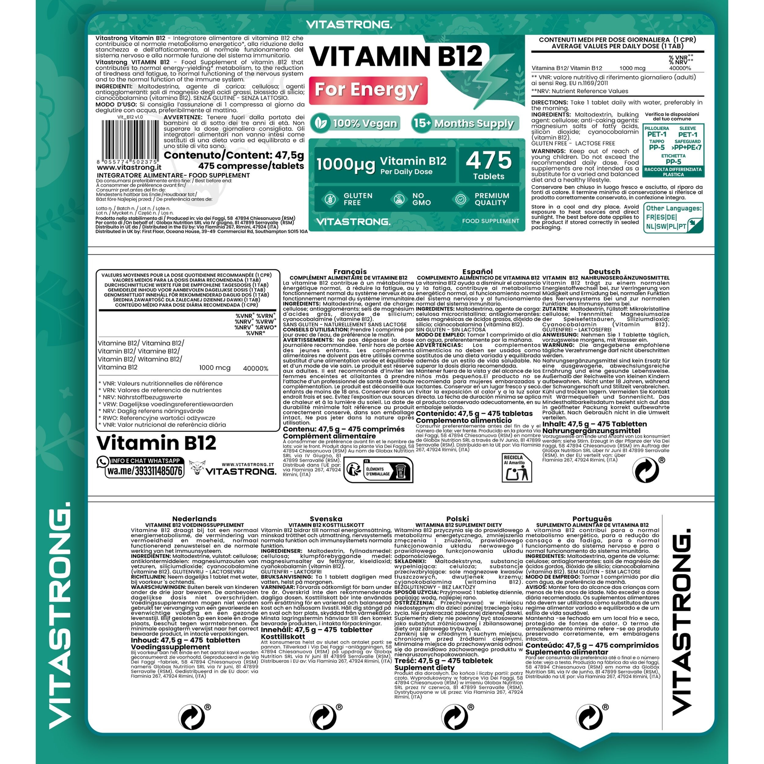 Vitamina B12 1000mcg Vegana - Imagen 9