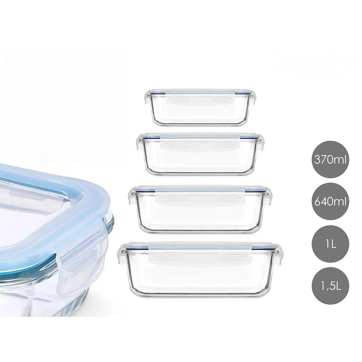 Set 4 fiambreras Borosilicato rectangulares - Imagen 5