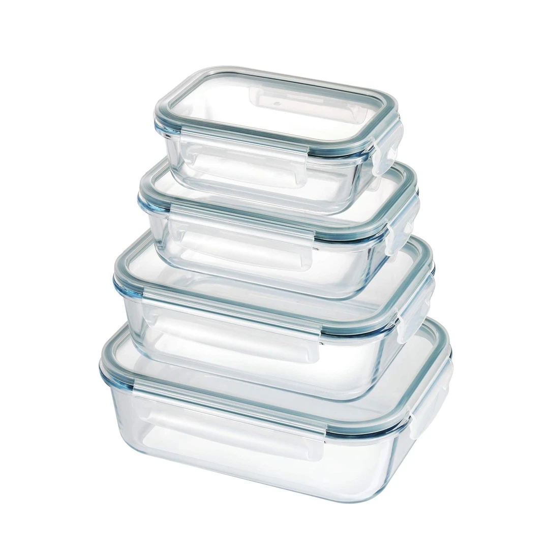 Set 4 fiambreras Borosilicato rectangulares