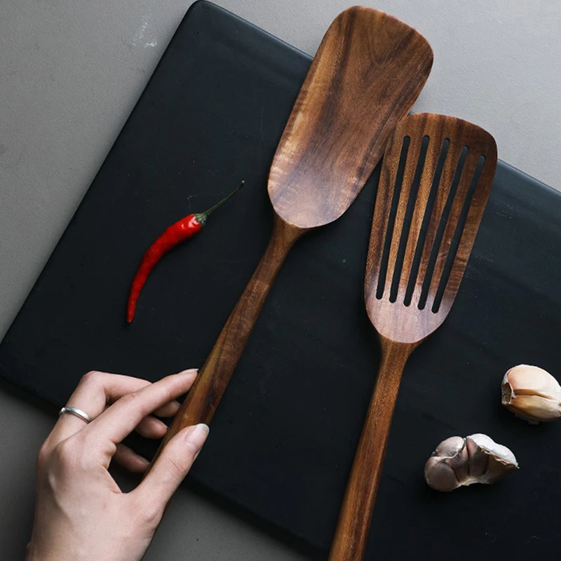 Juego de 2 espátulas de madera para cocinar - Imagen 2