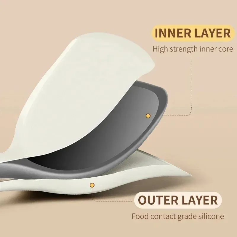 Utensilios de cocina de silicona con mango de madera dura - Imagen 4