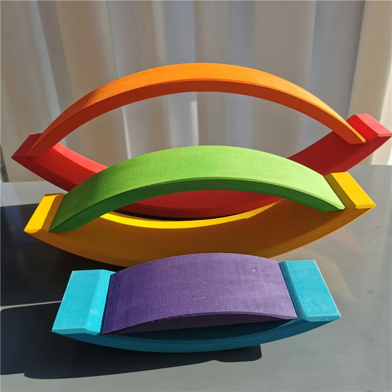 Juguetes Montessori de madera, puente apilable arcoíris - Imagen 20