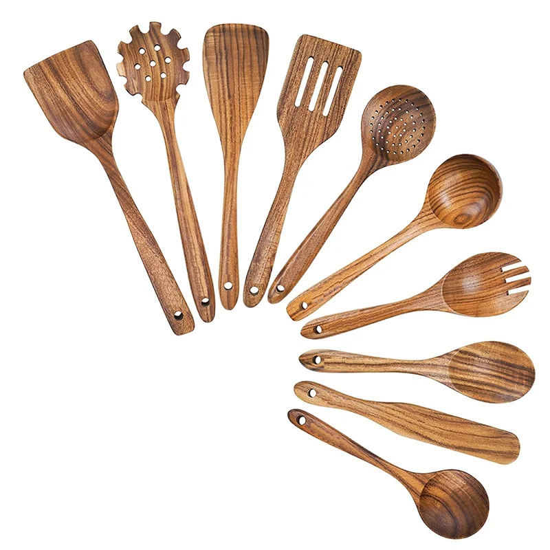 Utensilios de cocina de madera juego de utensilios de cocina