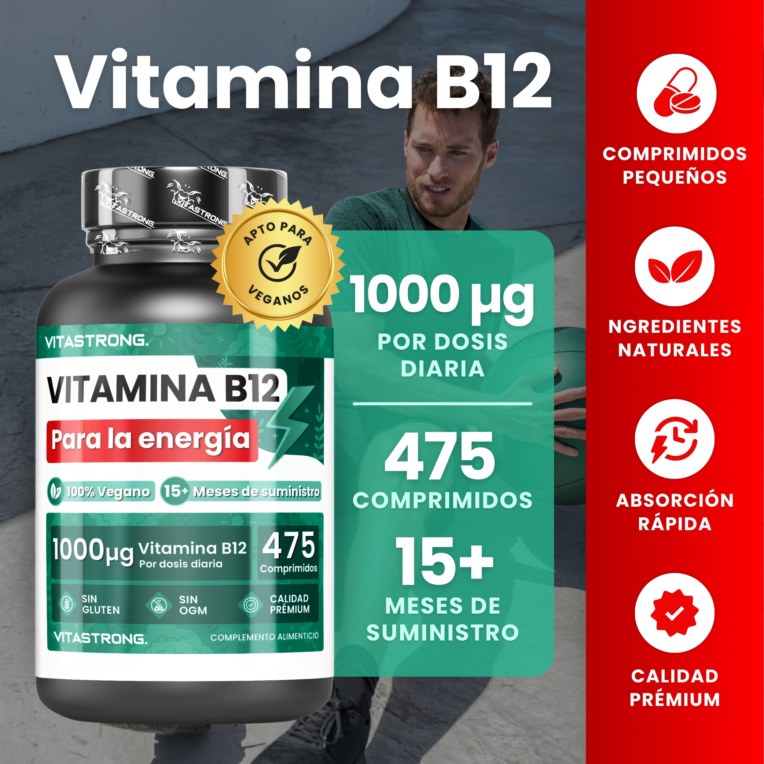 Vitamina B12 1000mcg Vegana - Imagen 2