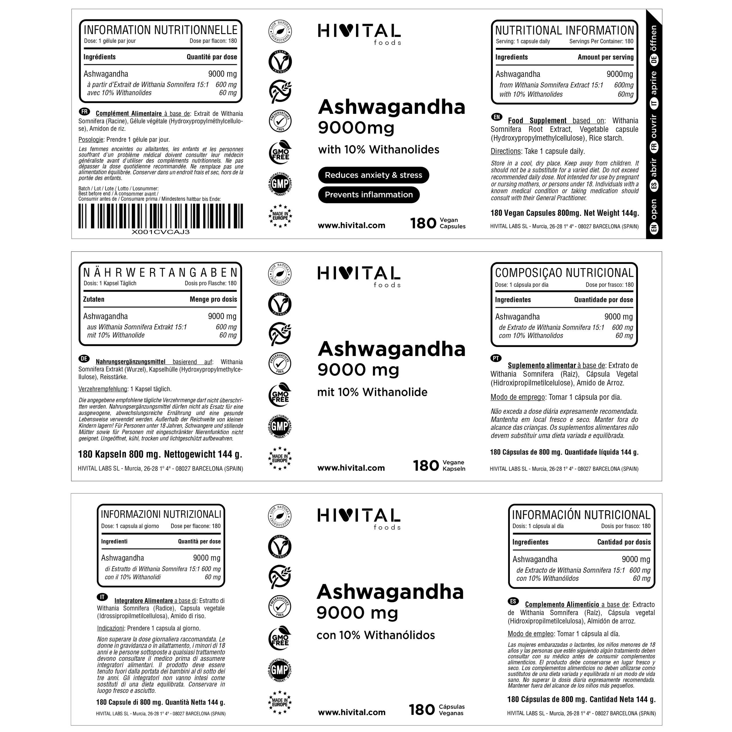 Ashwagandha 9000 mg. 180 cápsulas - Imagen 2